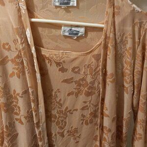 E C Designs Tan Two Piece blouse